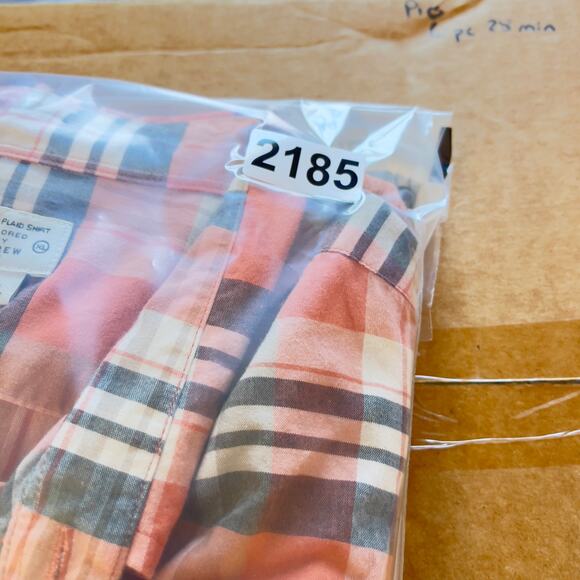 J. Crew Factory Button Down Shirt Summer Plaid XL Orange Long Sleeve Liteweight - Picture 10 of 10
